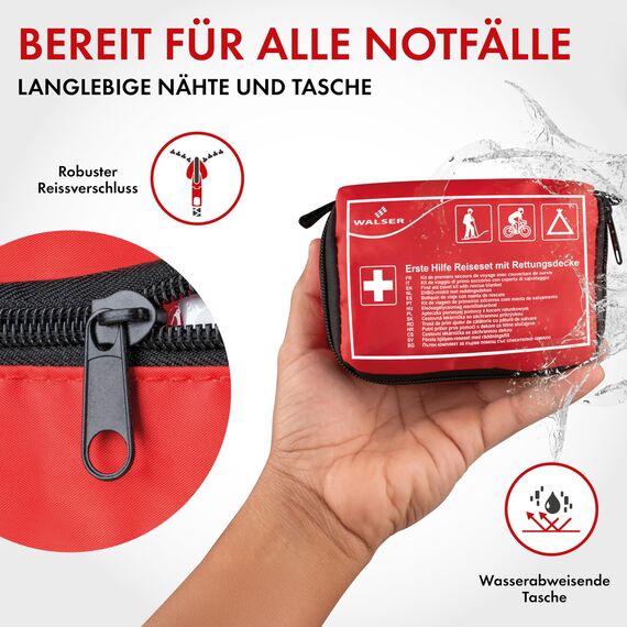 WALSER Premium Mini Erste Hilfe Set 2026, wasserfestes Notfall-Set Outdoor/Camping/Fahrrad, 31-teiliges Reiseapotheke Set, kompaktes Erste Hilfe Set Outdoor, Mini Verbandskasten 2026, First Aid Kit