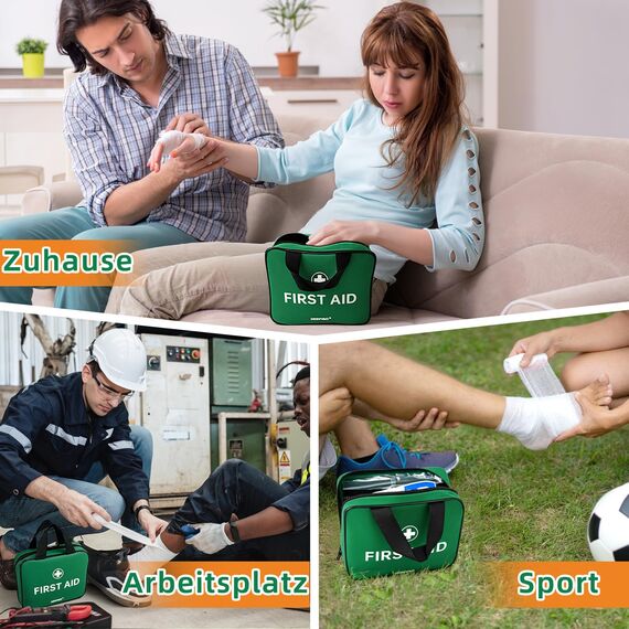 HONYAO Erste Hilfe Set 180 Teile, Erste Hilfe Kasten für Zuhause Kinder Outdoor Reise Camping Wandern Arbeitsplatz, Sport First Aid Kit, Grün