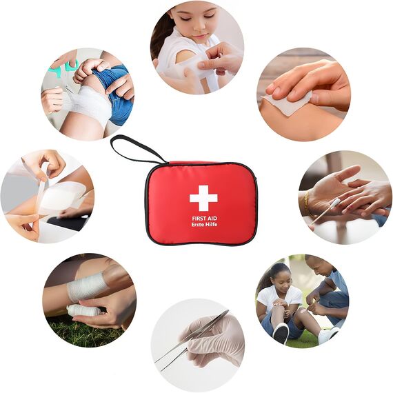 HONYAO Erste Hilfe Set 5 Stück, Mini Reiseapotheke, Notfalltasche Notfallset Klein für Outdoor Zuhause Auto Arbeitsplatz Camping Motorrad Fahrrad Wandern Notfall