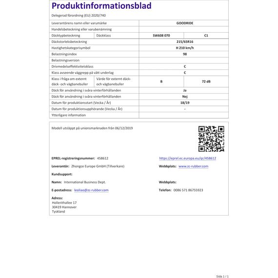 GOODRIDE - 215/65 R16 TL 98H SW608 SNOWMASTER M+S 3PMSF - Winterreifen