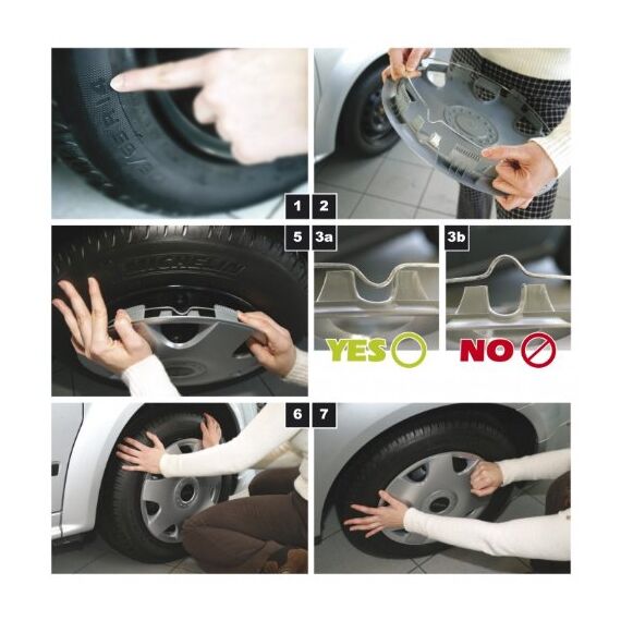 All4You Radzierblenden Draco CS Schwarz Silber 15" Zoll Radkappen Radblenden 4 Stück Silver Black