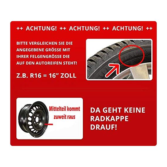 (Größe wählbar) 16 Zoll Radkappen Granit Schwarz radkappen-Koenig Radblenden 4er Set