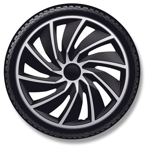 AUTO-STYLE Satz Radzierblenden Turbo Van 17-Zoll Silber/Schwarz (Sphäre)