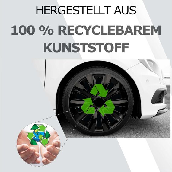 Radkappen 16 Zoll schwarz für Stahlfelgen - Deltanos Radzierblenden in 13-16 Zoll schwarz und Silber