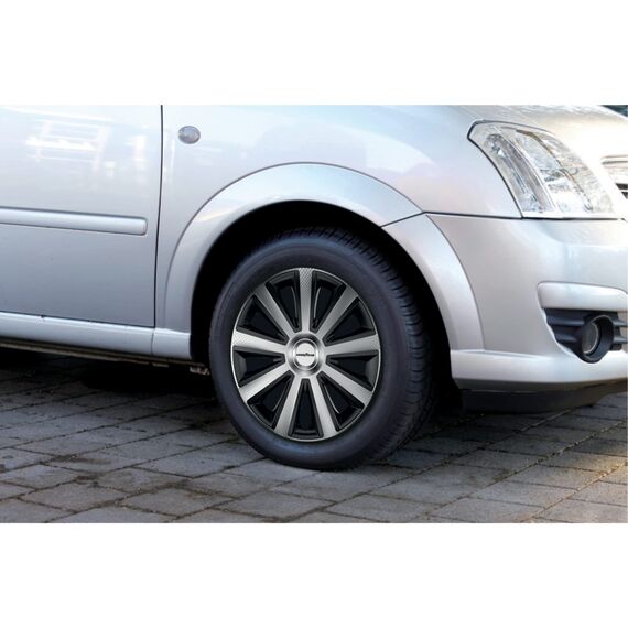 Goodyear Auto Radzierblenden Radkappen Radblenden „Memphis Carbon“, 4er Set, 40,64 cm (16 Zoll), Schwarz/Silber
