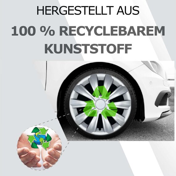 Radkappen 15 Zoll Silber für Stahlfelgen - Deltanos Radzierblenden in 13-16 Zoll schwarz und Silber