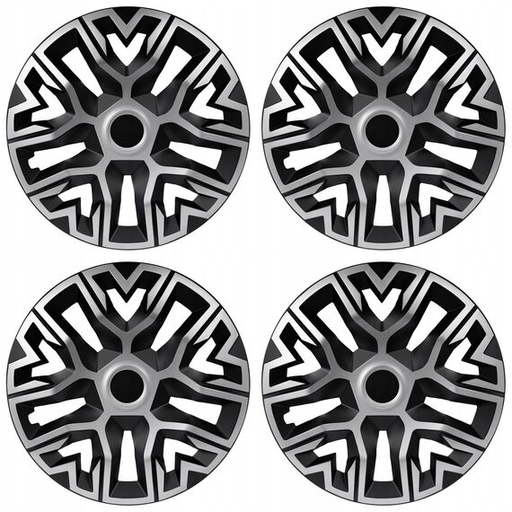 NRM The Best Silver/Black Radkappen für Stahlfelgen | Radzierblenden 4er Set Silber/Schwarz (16'')