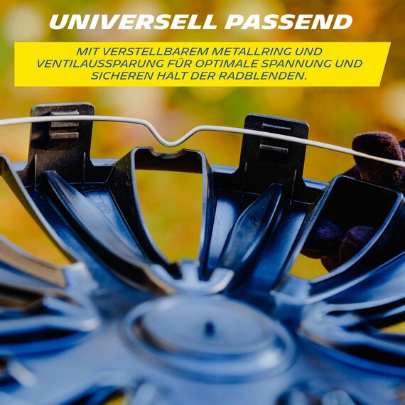 MICHELIN Radkappe MX-ABS 13 Zoll Universal Radzierblende 4er Set Fürs Auto ABS Kunststoff | Schwarz/Silber