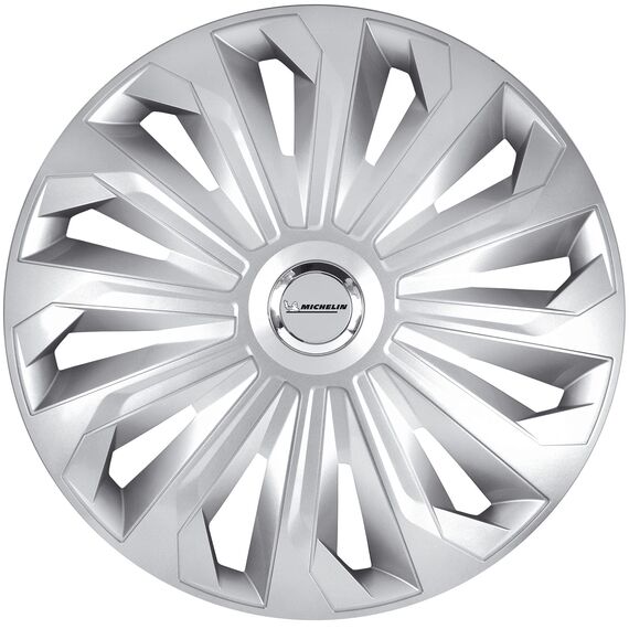 Michelin Radkappen MX-MS 14 Zoll Universal Radzierblenden 4er Set Fürs Auto ABS Kunststoff | Silber mit Chromring