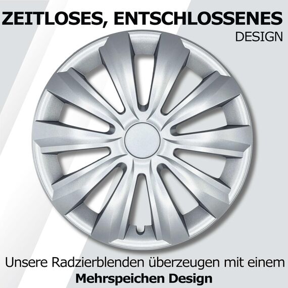 Radkappen 13 Zoll Silber für Stahlfelgen - Deltanos Radzierblenden in 13-16 Zoll schwarz und Silber