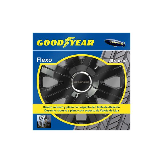 Goodyear Radzierblenden Flexo, Radkappen, 15 Zoll, schwarz, 4 Stück, flexibles Material, für den perfekten Alufelgen-Look