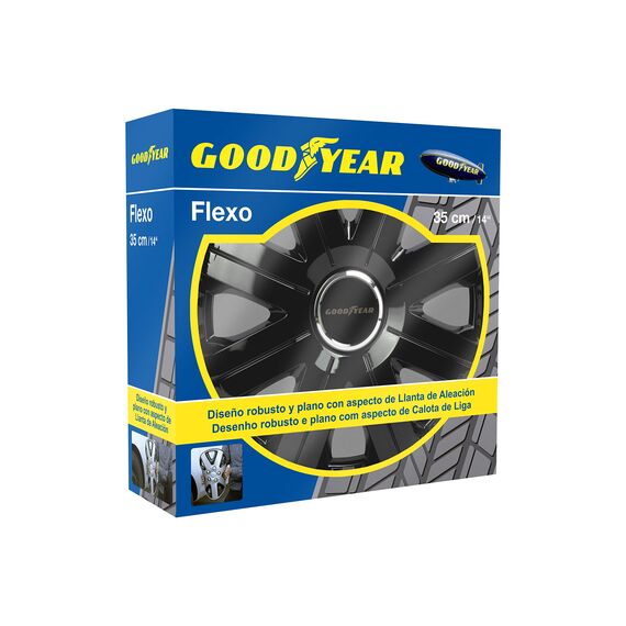 Goodyear Radzierblenden Flexo, Radkappen, 14 Zoll, schwarz, 4 Stück, flexibles Material, für den perfekten Alufelgen-Look