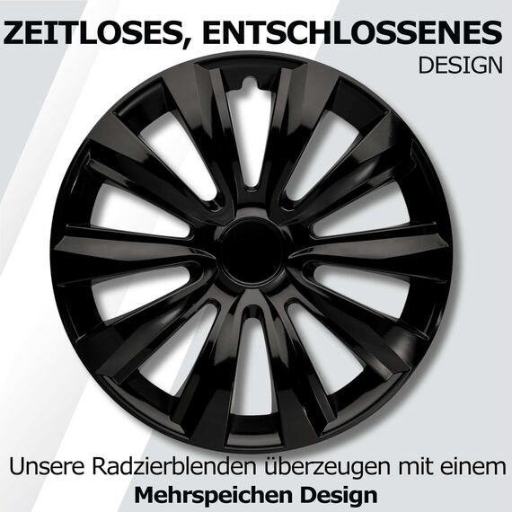 Radkappen 15 Zoll schwarz für Stahlfelgen - Deltanos Radzierblenden in 13-16 Zoll schwarz und Silber
