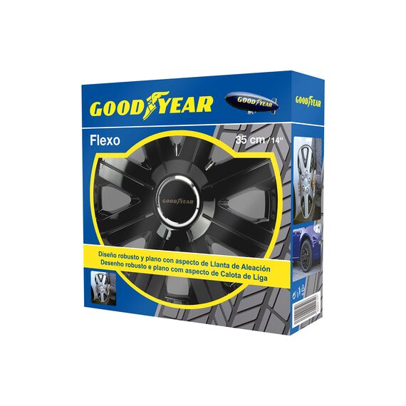 Goodyear Radzierblenden Flexo, Radkappen, 14 Zoll, schwarz, 4 Stück, flexibles Material, für den perfekten Alufelgen-Look