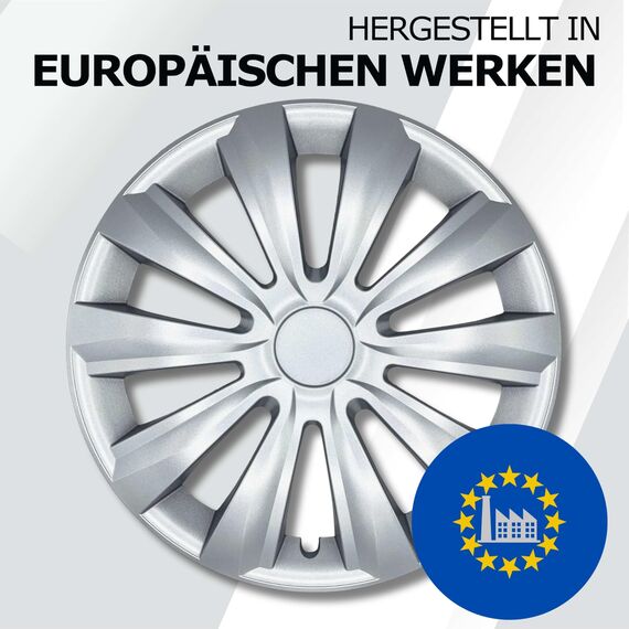 Radkappen 15 Zoll Silber für Stahlfelgen - Deltanos Radzierblenden in 13-16 Zoll schwarz und Silber