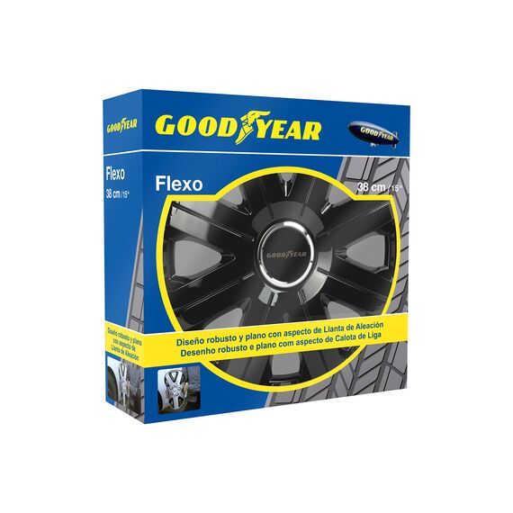 Goodyear Radzierblenden Flexo, Radkappen, 15 Zoll, schwarz, 4 Stück, flexibles Material, für den perfekten Alufelgen-Look