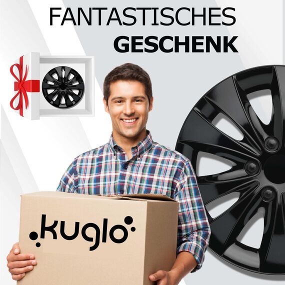 Radkappen 16 Zoll - schwarz Radzierblenden 4er-Set von 13-16 Zoll - Stormer Radblenden für die meisten Automarken und Stahlfelgen - Zierkappen in Schwarz oder Silber - Felgenabdeckung