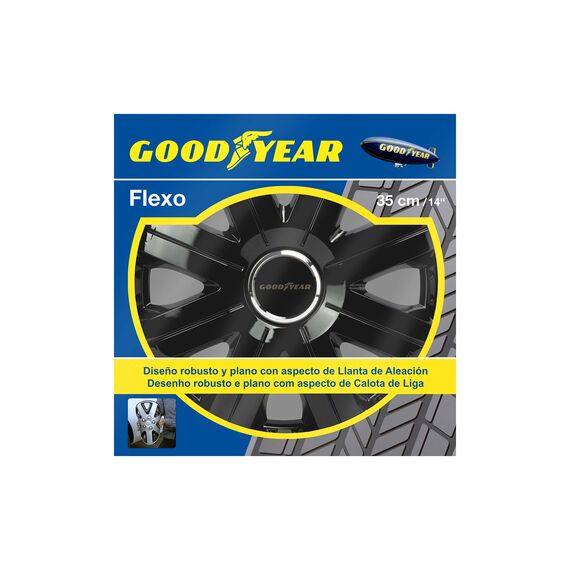 Goodyear Radzierblenden Flexo, Radkappen, 14 Zoll, schwarz, 4 Stück, flexibles Material, für den perfekten Alufelgen-Look