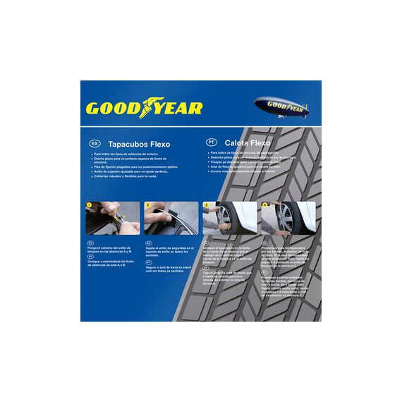 Goodyear Radzierblenden Flexo, Radkappen, 15 Zoll, schwarz, 4 Stück, flexibles Material, für den perfekten Alufelgen-Look