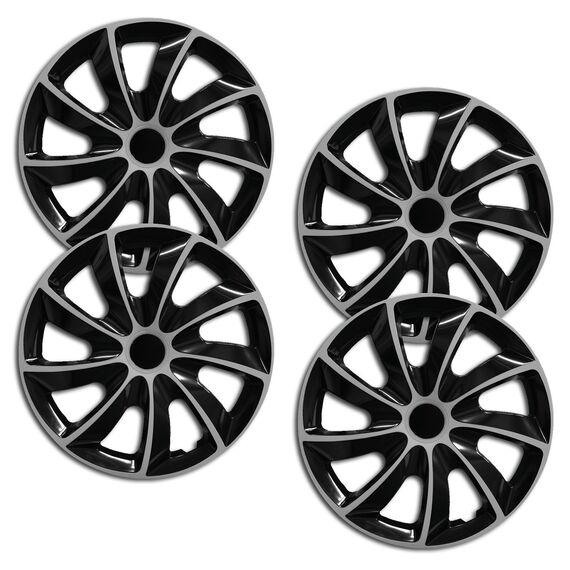 RADKAPPEN-Koenig 16 Zoll 16" RKK02 schwarz/Silber Radkappen Radzierblenden 4 Stück