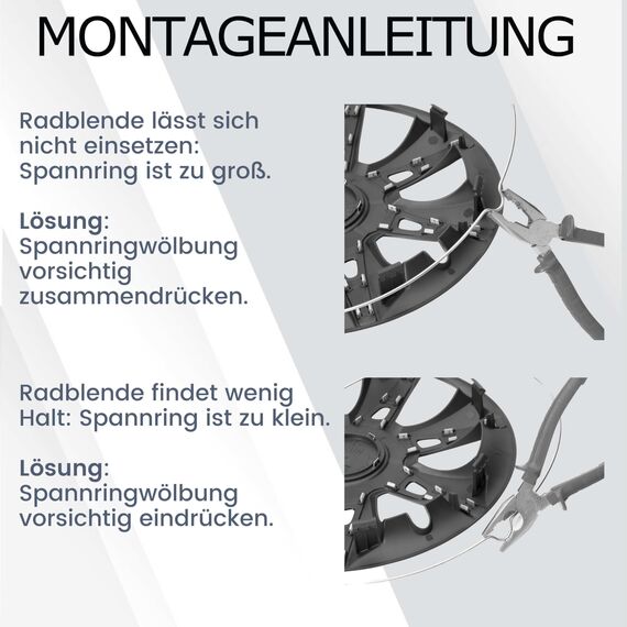 Radkappen 16 Zoll - schwarz Radzierblenden 4er-Set von 13-16 Zoll - Stormer Radblenden für die meisten Automarken und Stahlfelgen - Zierkappen in Schwarz oder Silber - Felgenabdeckung