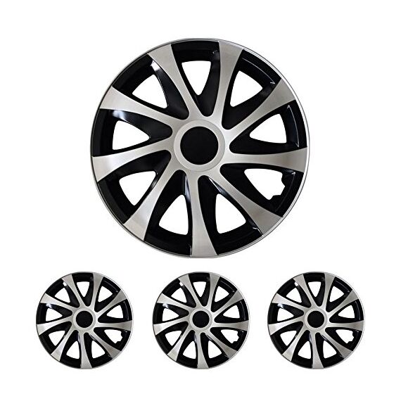 NRM Draco CS, Schwarz/Silber.15" Zoll. (4 x Universal Radzierblenden/Radkappen)