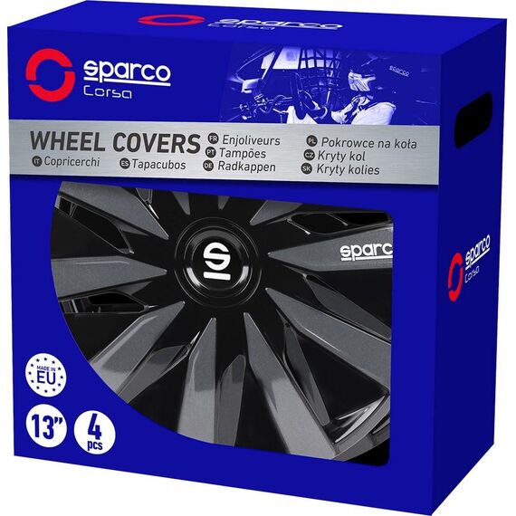 Sparco SPC1391BKGR Radzierblenden Lazio 13-Zoll Schwarz/Grau