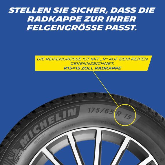 MICHELIN MX-LBS Radkappen 15 Zoll Universal 4er Set ABS Schwarz/Silber