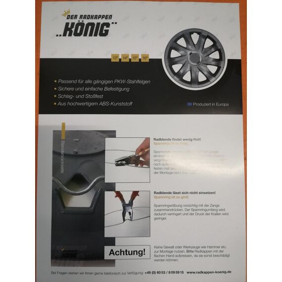 Premiere 2025 !!! 15 Zoll 15" RKK18 ABi-Line (Silber-schwarz) PKW Radkappen/Radzierblenden 4 Stück