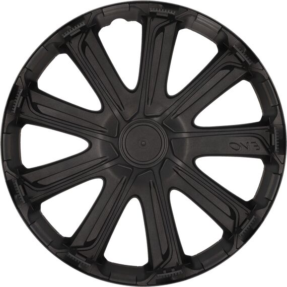 cartrend Radkappen Evo, 15 Zoll, für alle gängigen Stahlfelgen, aus Spezial-ABS-Qualitätskunststoff, schlagfest, zweischichtige Metallic-Lackierung, überlackierbar, schwarz-silber, 4 Stück