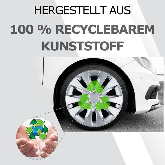 Radkappen 15 Zoll - Silber Radzierblenden 4er-Set von 13-16 Zoll - Stormer Radblenden für Stahlfelgen - Zierkappen in Schwarz oder Silber - Felgenabdeckung für Autofelgen