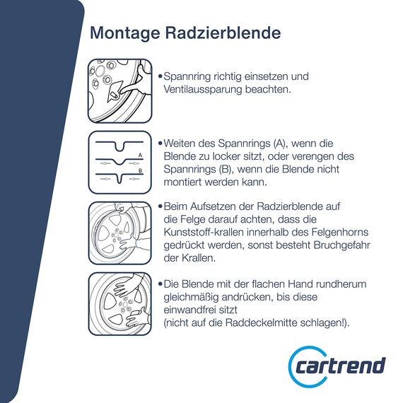 cartrend Radkappen Flow, 15 Zoll, für alle gängigen Stahlfelgen, aus Spezial-ABS-Qualitätskunststoff, schlagfest, zweischichtige Metallic-Lackierung, überlackierbar, schwarz-Silber, 4 Stück