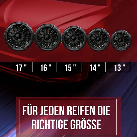 Albrecht 14 Zoll Radkappen schwarz für Stahlfelgen - Wind Radzierblenden aus hochwertigem Kunststoff - Langlebige Radblenden in originaler Albrecht Verpackung - Made in EU