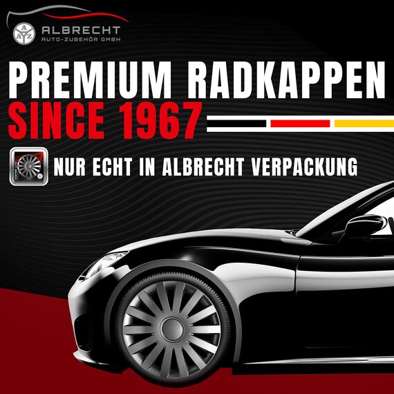 Albrecht 13 Zoll Radkappen grau für Stahlfelgen - Wind Radzierblenden aus hochwertigem Kunststoff - Langlebige Radblenden in originaler Albrecht Verpackung - Made in EU