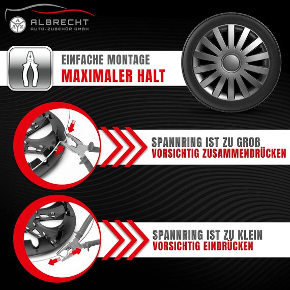 Albrecht 13 Zoll Radkappen grau für Stahlfelgen - Wind Radzierblenden aus hochwertigem Kunststoff - Langlebige Radblenden in originaler Albrecht Verpackung - Made in EU