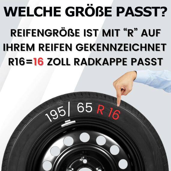 Radkappen 16 Zoll - Silber Radzierblenden 4er-Set von 13-16 Zoll - Stormer Radblenden für die meisten Automarken und Stahlfelgen - Zierkappen in Schwarz oder Silber - Felgenabdeckung für Autofelgen