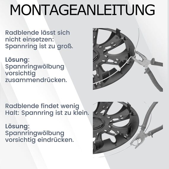 Radkappen 15 Zoll - Silber Radzierblenden 4er-Set von 13-16 Zoll - Stormer Radblenden für Stahlfelgen - Zierkappen in Schwarz oder Silber - Felgenabdeckung für Autofelgen