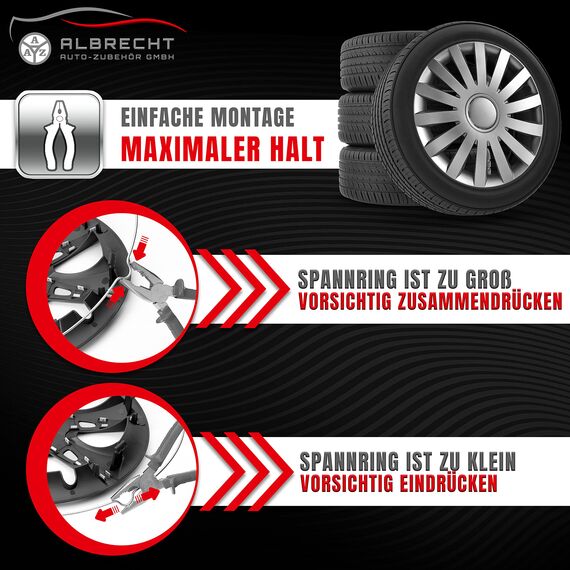 Albrecht 13 Zoll Radkappen Silber für Stahlfelgen - Wind Radzierblenden aus hochwertigem Kunststoff - Langlebige Radblenden in originaler Albrecht Verpackung - Made in EU