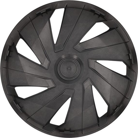 cartrend Radkappen Flow, 14 Zoll, für alle gängigen Stahlfelgen, aus Spezial-ABS-Qualitätskunststoff, schlagfest, zweischichtige Metallic-Lackierung, überlackierbar, schwarz-silber, 4 Stück
