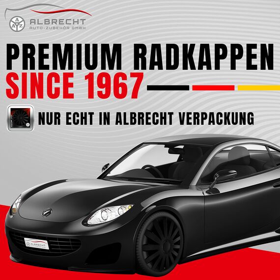 Albrecht 13 Zoll Radkappen schwarz matt für Stahlfelgen - Wind Radzierblenden aus hochwertigem Kunststoff - Langlebige Radblenden in originaler Albrecht Verpackung - Made in EU