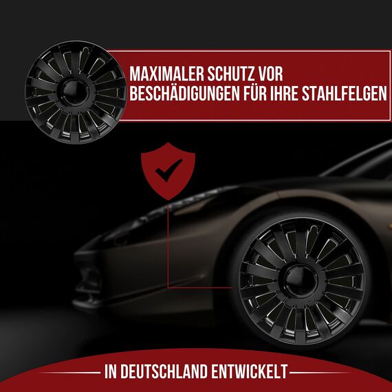 Albrecht 17 Zoll Radkappen schwarz für Stahlfelgen - Wind Radzierblenden aus hochwertigem Kunststoff - Langlebige Radblenden in originaler Albrecht Verpackung - Made in EU