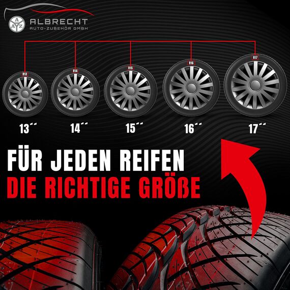 Albrecht 17 Zoll Radkappen grau für Stahlfelgen - Wind Radzierblenden aus hochwertigem Kunststoff - Langlebige Radblenden in originaler Albrecht Verpackung - Made in EU