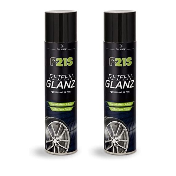 DR. WACK P21S Reifen-Glanz Spray 400 ml - Reifenpflege fürs Auto - Ausbleichschutz vor UV-Strahlung - Für alle Reifentypen - Neuer Glanz für verblasste Reifen - Hochwertige Autopflege (Packung mit 2)