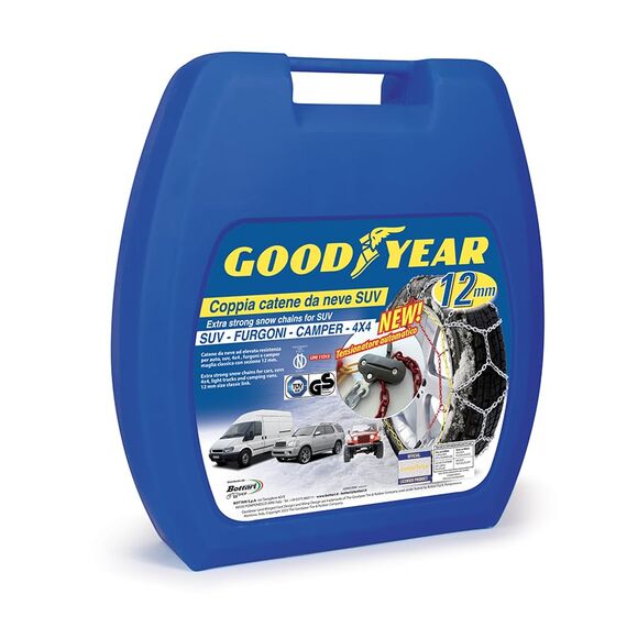 Goodyear 77935 Schneeketten 12 mm für SUV, Lieferwagen und Wohnmobil mit Selbstspannsystem, Größe 245