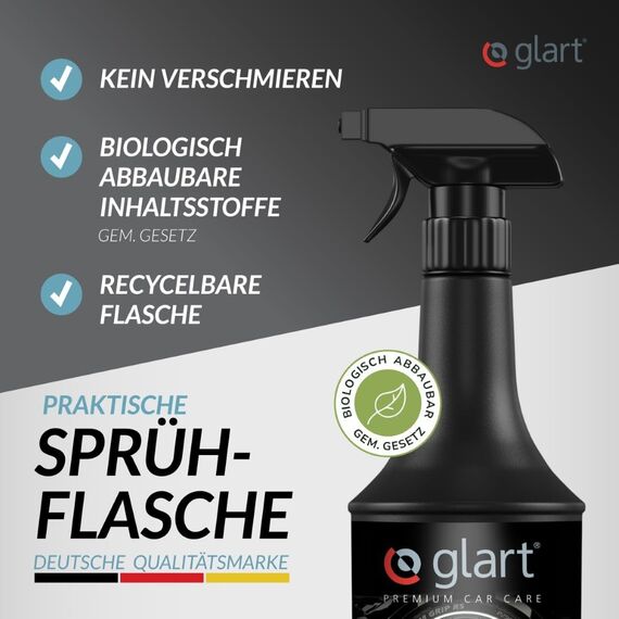Glart 451RK Reifenglanzspray 1000 ml mit Schwamm – seidenmattes Finish – Reifenpflege mit UV-Schutz – schwarz auffrischend – für Auto, Wohnmobil, Motorrad – für Gummi und Kunststoff