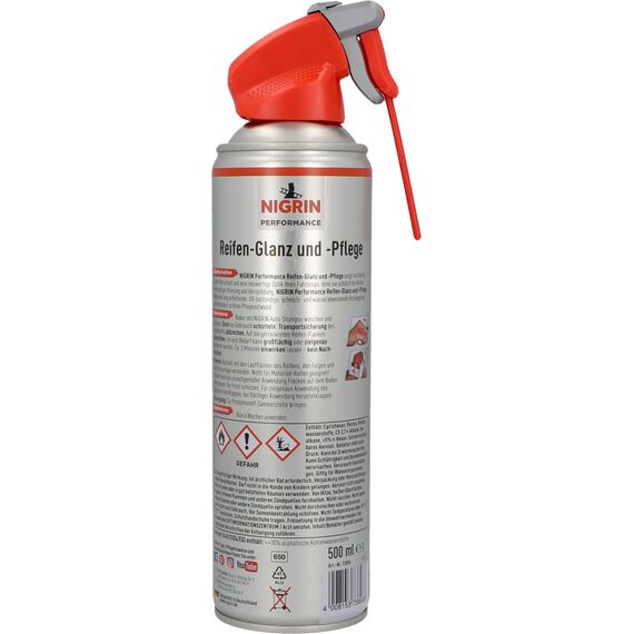 Nigrin Performance Reifen-Glanz und –Pflege, 500 ml, schützt Autoreifen vor UV-Strahlen, Schmutz und Salz