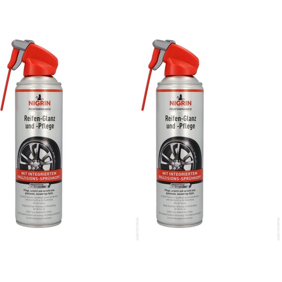 Nigrin Performance Reifen-Glanz und –Pflege, 500 ml, schützt Autoreifen vor UV-Strahlen, Schmutz und Salz (Packung mit 2)