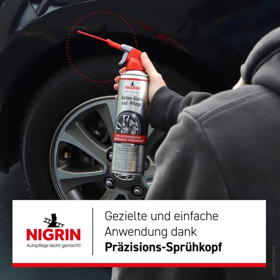 Nigrin Performance Reifen-Glanz und –Pflege, 500 ml, schützt Autoreifen vor UV-Strahlen, Schmutz und Salz (Packung mit 2)