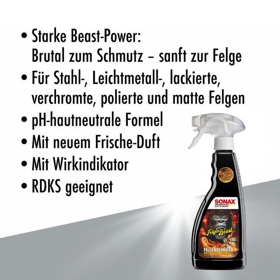 Auto Reifenpflege & Felgenpflege Set | Sonax ReifenGlanz Special Edition + FelgenBeast Sonderedition Felgenreiniger + Applikator Pad + Mikrofasertuch | Pflege & Reinigung von Felgen & Reifen