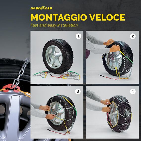 Goodyear 77934 Schneeketten 12 mm für SUV, Lieferwagen und Wohnmobil mit Selbstspannsystem, Größe 240